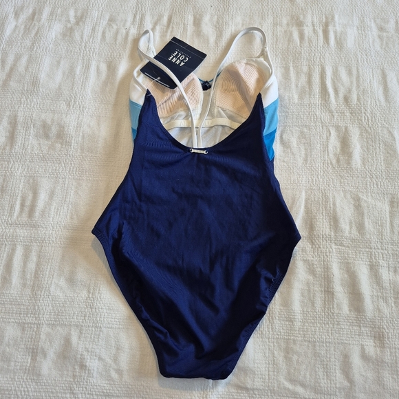 Anne Cole women's size 6 3 shade with white 1 piece swimsuit NWT - Picture 3 of 6
